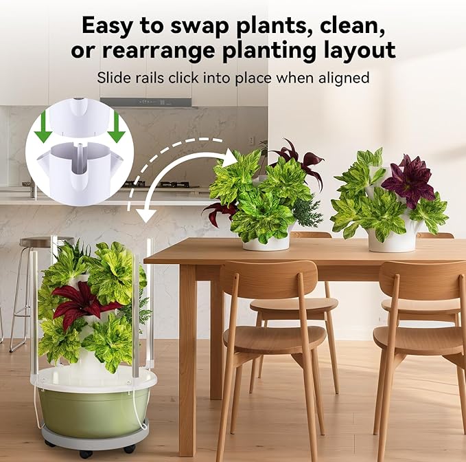 BAOSHISHAN Silent Wheel Mobile Tray for 7-Layer Hydroponics Tower, Easy Mobile, Heavy-Duty Load-Bearing, Floor-Safe Design