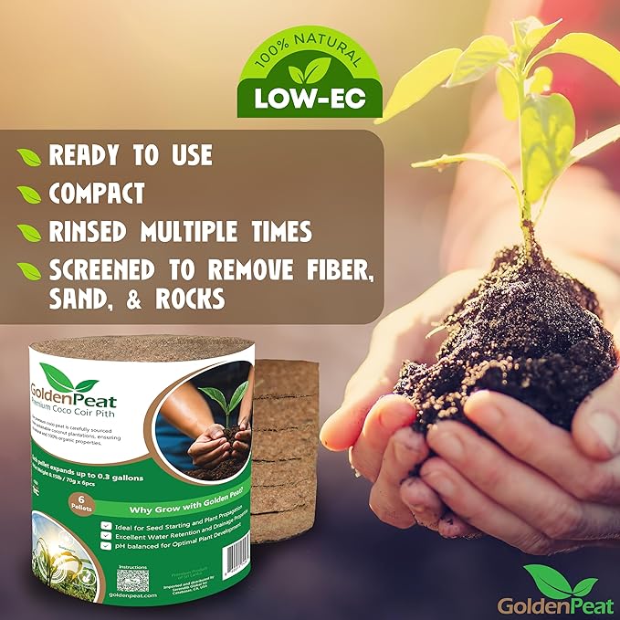 Low EC (<0.5) Coco Peat Seed Starting Mix Pods (94 mm - 24 Pack) for Seedlings. Compressed Seed Starting Coco Pellets, Seed Starter Pods for Indoor/Outdoor Plants, Herbs, Vegetables & Flowers