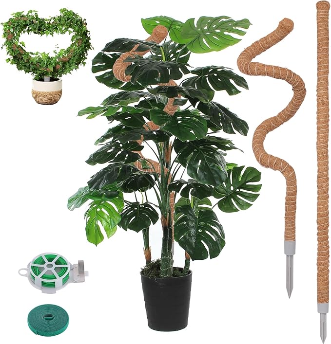 2 Pack Moss Pole, 28 Inch Monstera Plant Support, Moss Poles for Climbing Plants Indoor DIY, Coco Coir Plant Pole Moss Plant Stick Support Stake Kit for Potted Plants, Pothos, Philodendron