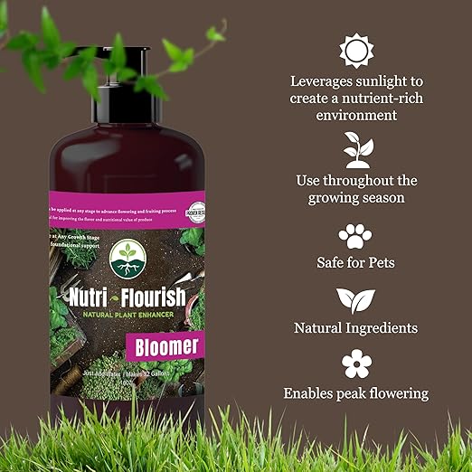 Bloomer - Liquid Plant Enhancer | Natural Garden Soil Fertilizer | Biological Nutrients for Gardening & Potting | Photosynthetic Bacteria to Boost Flowering and Fruiting Plants, 16 Oz