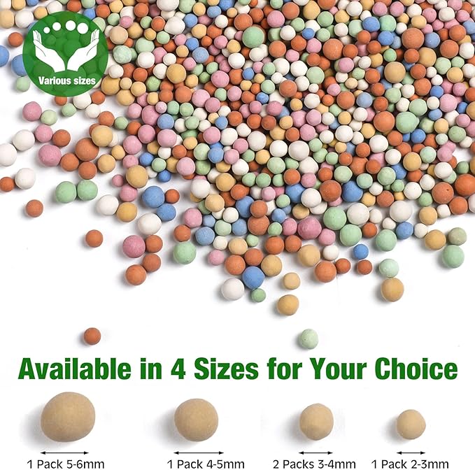 5.5 LBS Leca Clay Pebbles for Plants, Expanded Clay Balls Multi Color, Lightweight Hydroponics Growing Media for Succulents Orchids Aquaponics Drainage Potting Mix Decoration(2-6 mm)