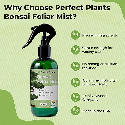 Bonsai Fertilizer Spray by Perfect Plants | Liquid nutrients for Your Small Tree Garden | Balanced Plant Food Mist Rich in micronutrients (8 fl oz)