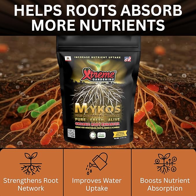 Xtreme Gardening Mykos 2.2 lb – Mycorrhizal Fungi Root Stimulator for Plants – Organic Root Booster for Stronger Roots, Bigger Growth & Higher Yields – Mycorrhizae for Vegetables, Flowers & Trees