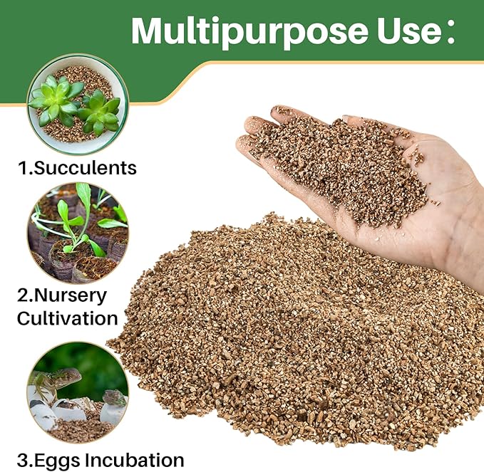 Sukh 14.6OZ Vermiculite - Organic Vermiculite for Gardening Plants Fine Horticultural Soil Amendments Bulk Additive Perfect Potted and Garden Professional Grade 5-8mm