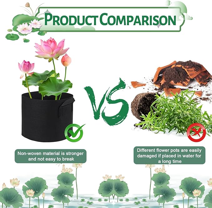 XGBDL 10 Pack Lily Plant Pots for Pond, Aquatic Pond Planter for Pond Reusable Pond Plant Basket Grow Bags for Pond, Aquatic Plants, Potato, Carrot, Onion, Flower (2 Gallon)