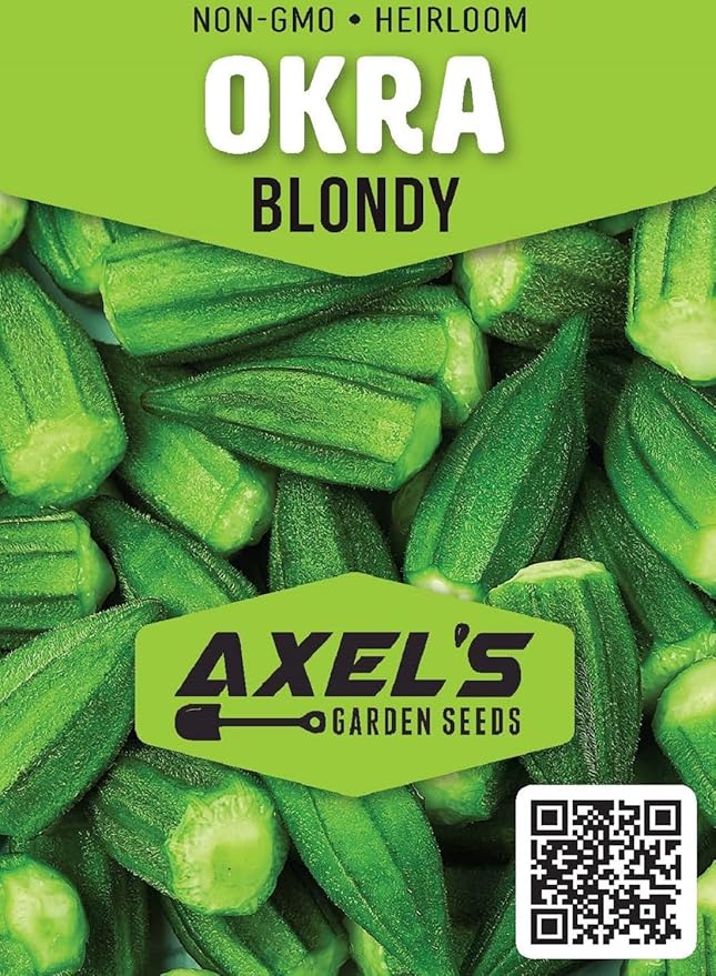 Okra Seeds for Planting - Plant & Grow Blondy Okra in Home Outdoor Garden - Heirloom & Non GMO - Planting Instructions for Abundant Harvests, Great Gardening Gift, 2 Packets