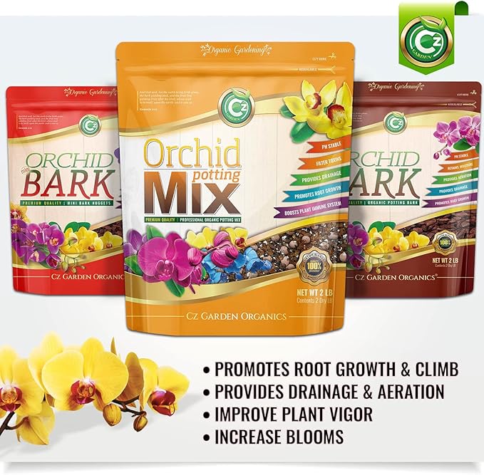 Orchid Potting Mix - Made in USA - Premium Grade Recipe for Proper Root Development - Phalaenopsis, Cattleyas, Dendrobiums, Oncidiums and More! Fir Bark, Charcoal, Coconut Husk, Clay Pebbles