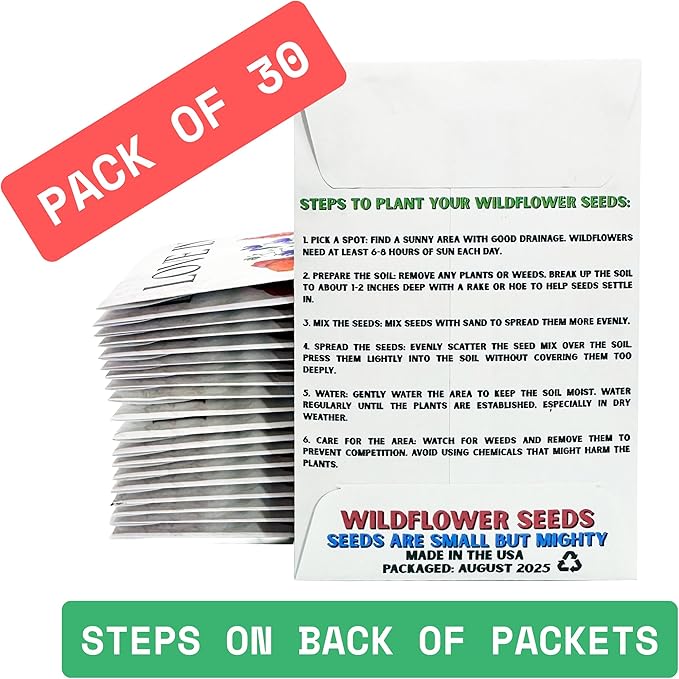 Wildflower Seed Packets Love in Bloom Party Favors (Pack of 30) - for Wedding Engagement Anniversary Bridal Shower Favor
