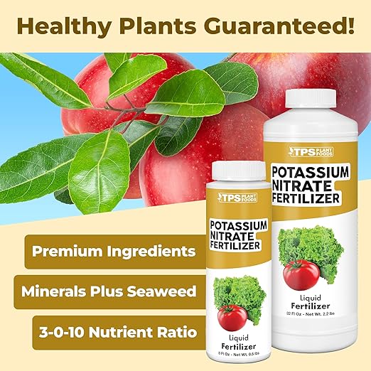 Potassium Nitrate Fertilizer – Liquid Nitrogen & Potassium Supplement for Faster Growth & More Blooms, 8 oz
