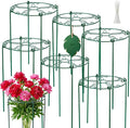 6 Pack 16 x 30 Inch Peony Cages and Supports, 16" D x 30" H Grow Through Plant Support Grid Brace for Outdoor Plants Flower, Metal Peony Stake Peony Ring Hoops Frame Support for Rose Tomato Vegetables