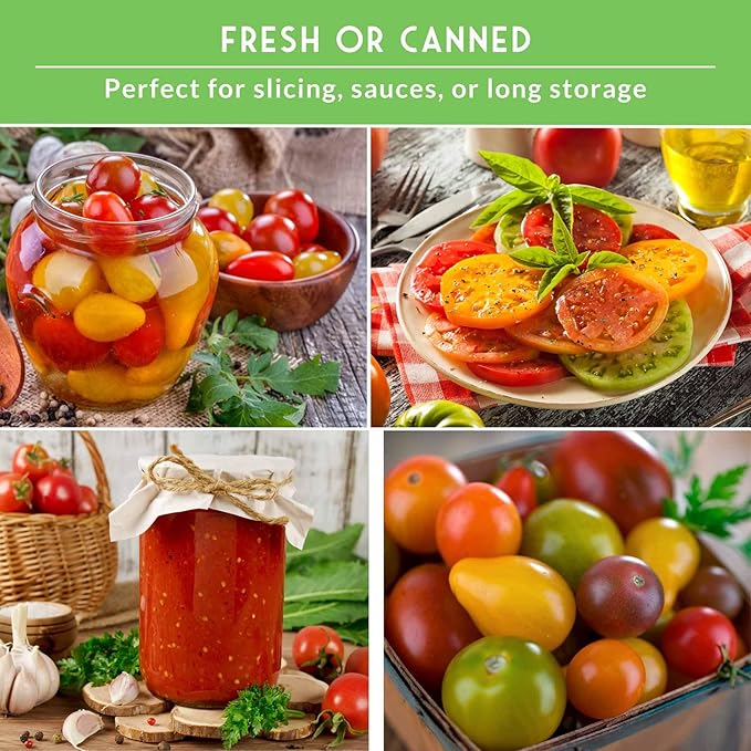 Tomato Seeds 10 Variety Pack for Planting - Cherokee Purple, Roma, Cherry, Aunt Ruby's Green, Hillbilly, Mortgage Lifter, Brandywine, & More - Non-GMO Heirloom Tomatoes - Survival Garden Seeds