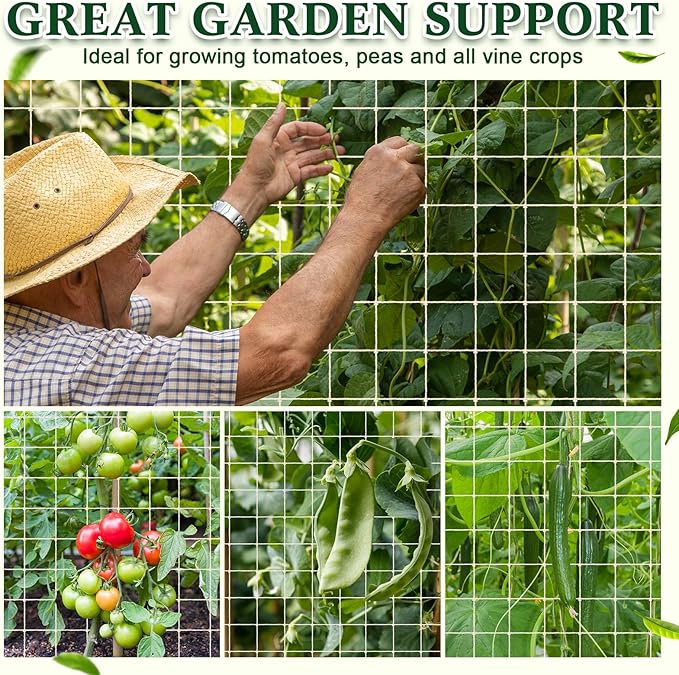 1 Piece White Jute Net Plant Support Netting 6.6 x 16.4 ft Heavy Duty Garden Plant Trellis Netting for Climbing Outdoor Indoor Grow Net for Cucumber Vine Tomatoes Peas Flower Fruits Vegetables