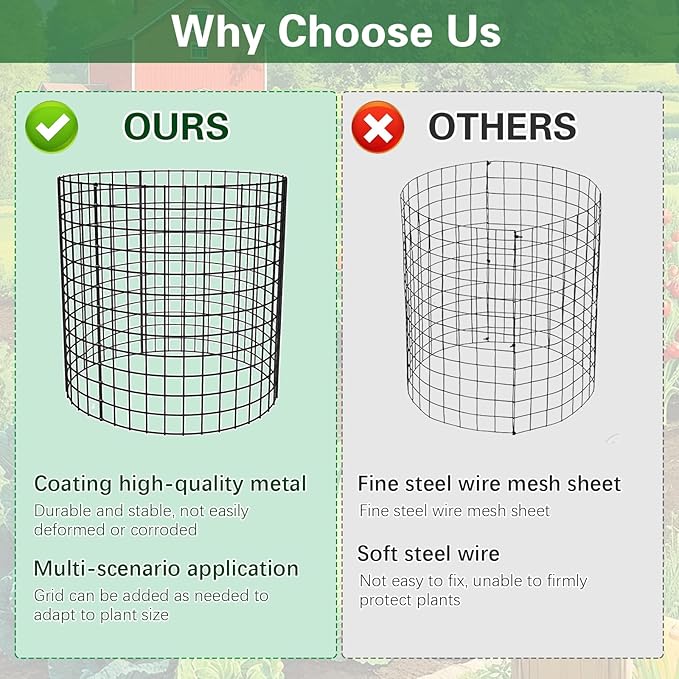 10 Pack Plant Protectors from Animals, 12×14in Wire Plant Protector Covers, Metal Garden Cloche with Ground Stakes and Zip Ties for Deer and Rabbit Protection in Outdoor Gardens