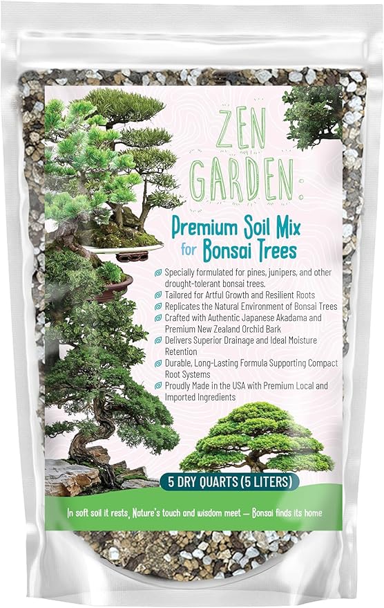GARDENWISE Zen Garden Bonsai Soil Mix – Fast-Draining & Organic for Junipers, Pines, and Drought-Tolerant Bonsai Trees – Handcrafted in The USA with Japanese Akadama & Pumice (4 quarts)