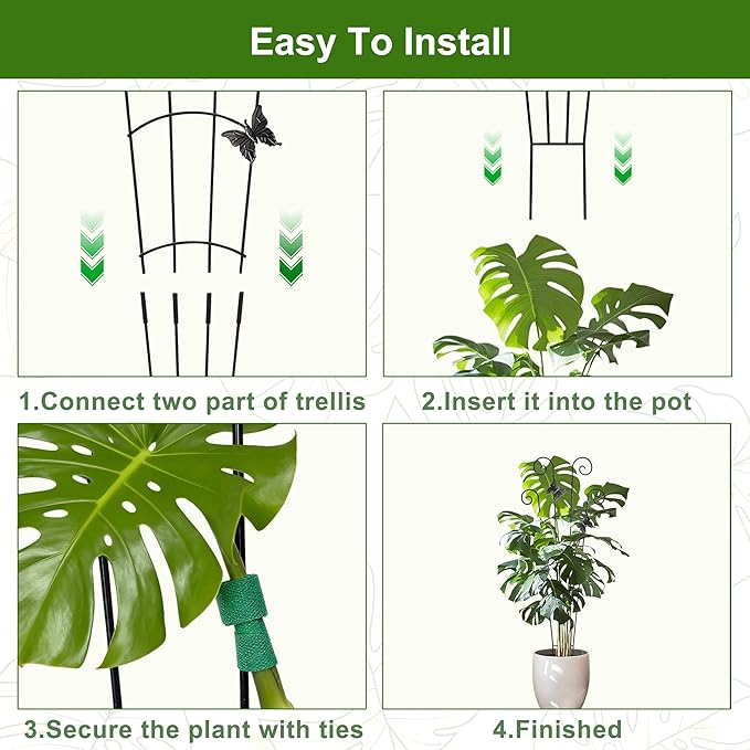 COOMIN 30'' Monstera Plant Support Outdoor, Metal Expandable Plant Supports for Indoor Plants, 2P Garden Trellis for Climbing Plants Indoor - Ivy, Pothos, Philodendron, Hoya