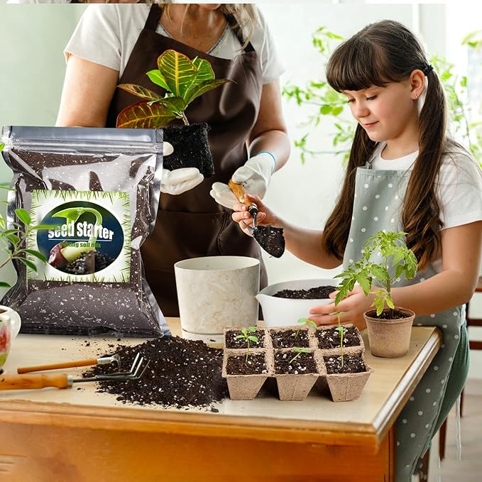 Organic Seed Starter Premium Potting Soil Mix 4qt, All Natural Seed Starter Mix for Fast Germination and Vigorous Seedlings with Strong Root Systems