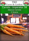 TKE Farms & Gardens - Imperator 58 Carrot Seeds for Planting, 1000+ Heirloom Non-GMO Vegetable Variety, Raised Bed Friendly, Instructions Included