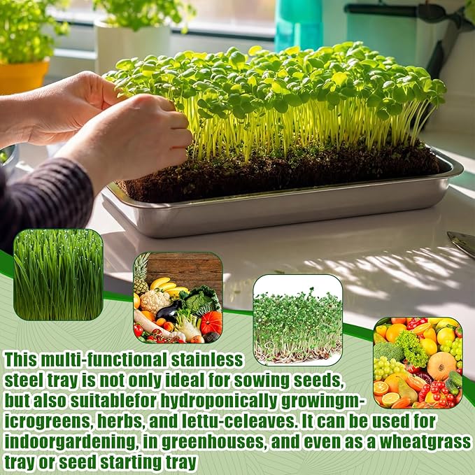 Soil Blocker with 5 Large Stainless Steel Seedling Trays 4 Cell Handheld Seed Blocker 2" Quad Soil Block Maker with 3 Types Seed Pins Water Catch Tray for Seeds Stater Pot Transplant Tray