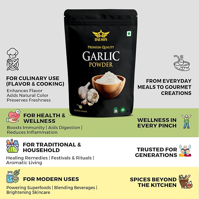 Garlic Powder – 100% Pure & Natural | 0.88 Oz Finely Ground Garlic Root | No Additives or Fillers | Aromatic, Earthy Flavor for Cooking | 25g Sample Available | Kitchen Essential for Global Cuisine
