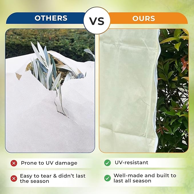 Plant Covers Freeze Protection Large, 78''W x 94’’H Shrub Covers with Zipper and Drawstring, Frost Cloth for Winter, Outdoor Plant Blankets for Cold Weather