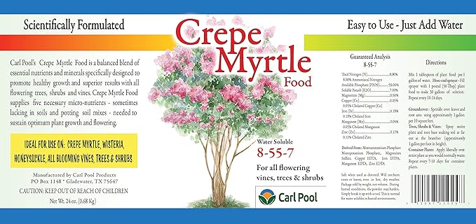 Crepe Myrtle Plant Food -- Water Soluble 24oz 8-55-7 -- Carl Pool Fertilizers