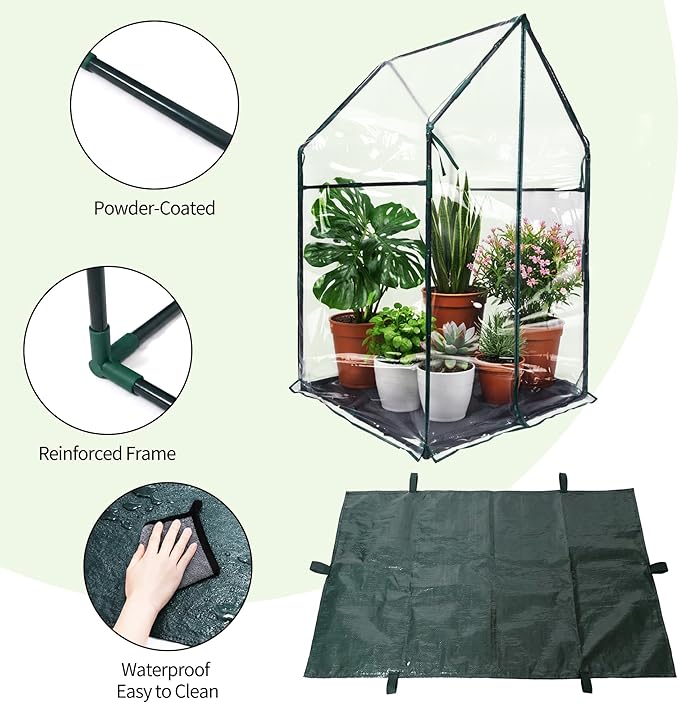 Mini Greenhouse 36"x36"x58.5" Plant Cover Tent Seed Starting Waterproof Floor Mat Small Plant Tent for Use on Patio Balcony Porch & Indoors/Outdoors