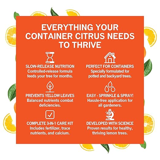 Citrus Tree Fertilizer Kit - Complete 3-in-1 Plant Food with NPK Granules, Liquid Micronutrients & Calcium for Container Lemon Orange Lime Trees, 3-Month Supply for Indoor Outdoor Citrus Plants