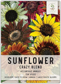 Seed Needs Sunflower Seeds for Planting (15+ Varieties, Crazy Mixture) Heirloom Open Pollinated & Untreated - Attracts Butterflies & Bees to a Butterfly Garden (1 Pack)