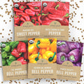 Organic Sweet Pepper Seeds Variety Pack - 5 Individual Packs - 2026 Season - Red, Yellow, Green and More! for Indoor & Outdoor Planting (Non-GMO, Certified Organic)