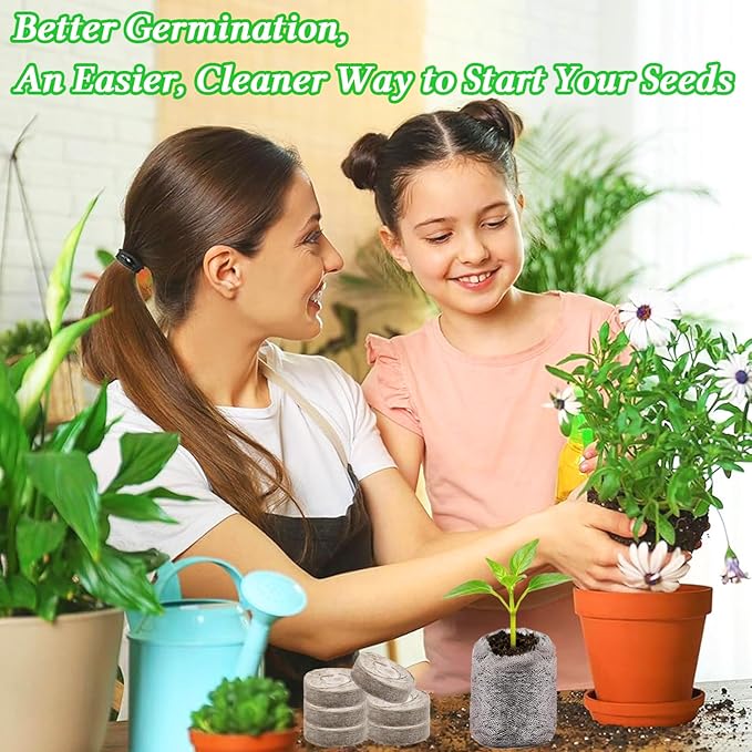 Legigo 50 PCS 50mm Peat Pellets Seed Starter Soil, Compressed Seed Starting Pods Plant Starter Soil Pods Plugs for Seedlings, Peat Pods for Starting Seeds, Herbs Tomatoes Flowers and Vegetables
