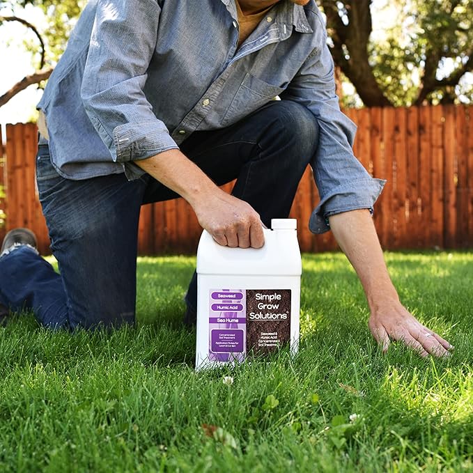 Sea Kelp for Lawn & Plants- OMRI Listed for Organic Use- Seaweed Soil Treatment for Turf Grass & Garden- Sea Hume- Simple Lawn Solutions (1 Gallon)