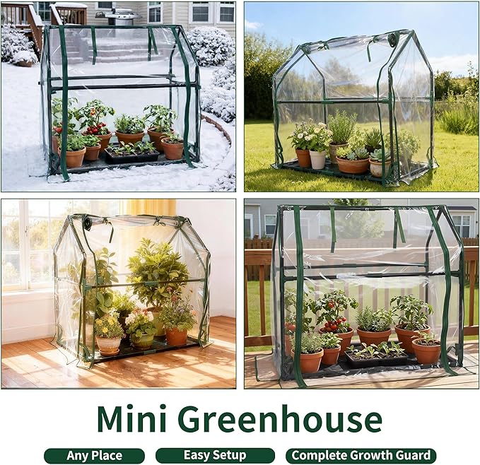 Mini Greenhouse 36"×18"×33" Small Greenhouse Seed Starting Waterproof Floor Mat Portable Greenhouse Patio Balcony and Garage Indoor & Outdoor