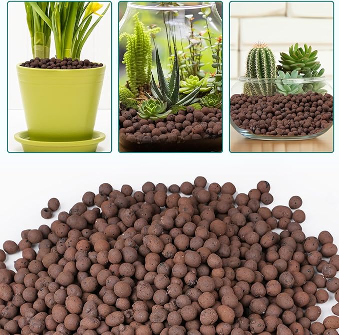 2.5 lbs LECA Clay Pebbles for Plants, 4-16mm Lightweight Clay Balls for Plants Drainage, Hydroponic Growing, Aquaponics, Orchid Potting Mix, Natural LECA Balls for Soil Root Development