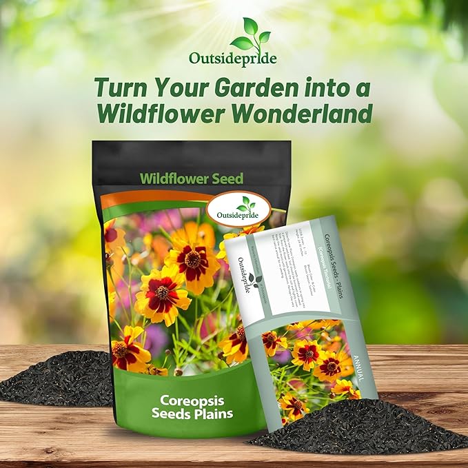 Outsidepride Plains Coreopsis Seeds - 5 lbs. Annual, Drought & Humidity Tolerant, Flower Seeds for Planting Vibrant Bicolored Blooms, Ideal for Xeriscaping and Low Maintenance Gardens