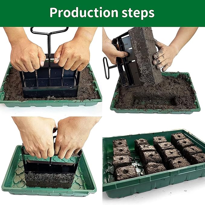 Pssopp Soil Blocking Tool Soil Block Maker 4 Cells Top Hill Soil Blocker Quad Soil Blocker Set for Outdoor Garden Seed Plants