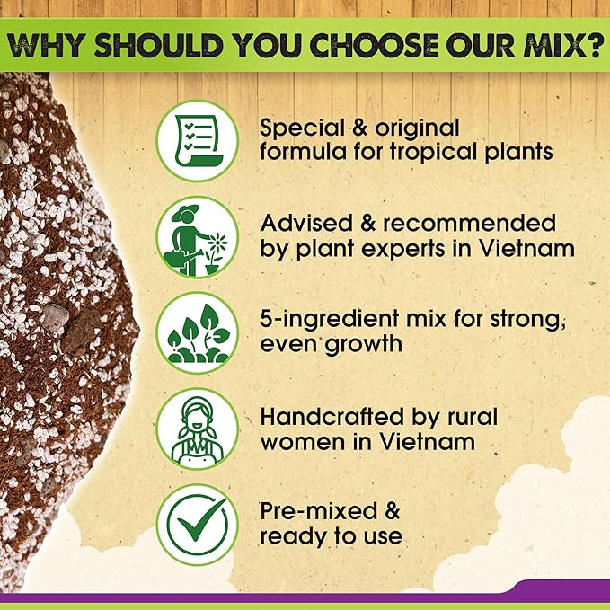 DUSPRO Recycle Tropical Potting Mix Pre-Mixed 5in1 with Pine Bark, Coco Coir, Perlite, Worm Casting & Pumice Ideal Aroid Mix Soil for Monstera, Pothos, Philodendron, Other Indoor HousePlants 16QRT