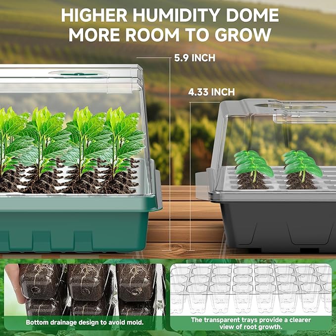 120 Cells Seed Starter Trays with Grow Lights, Color Change Grow Lights for Seed Starting Kit, 3 Timming Set, Indoor Plant Growing Kit for Gardeners, Germination Trays Kits, Gardening Gifts