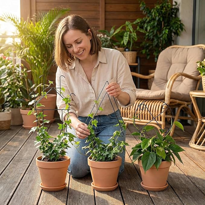 3 Packs Trellis for Climbing Plants Indoor, Small Garden Metal Trellis for Potted Plants, Plants Accessories with Different Patterns for Vine Ivy Flower Plant Support