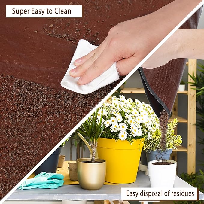 HNXTYAOB 39.5"x 39.5" Extra Large Potting Mat for Indoor Plants Transplanting and Potting Soil Control-Gardening Gifts for Plant Lovers