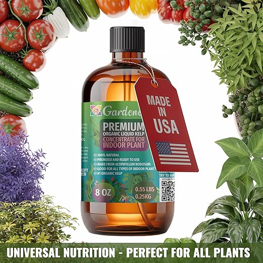 𝐁𝐄𝐒𝐓𝐒𝐄𝐋𝐋𝐄𝐑 Organic Liquid Kelp Fertilizer by GARDENERA - [8 OZ] - Organic Plant Superfood for Gardening - Concentrated Kelp & Seaweed Extract for Gardens, Lawns, Plants & Soil