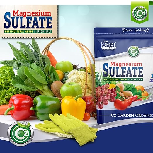 Magnesium Sulfate Epsom Salt Fertilizer - Made in USA - Plant Food for Hydroponics, Plants, Flower Gardens - Fruit, Vegetables, Holistic Herbs. OMRI Listed (Cz Garden Organics Magnesium Sulfate 19LB)