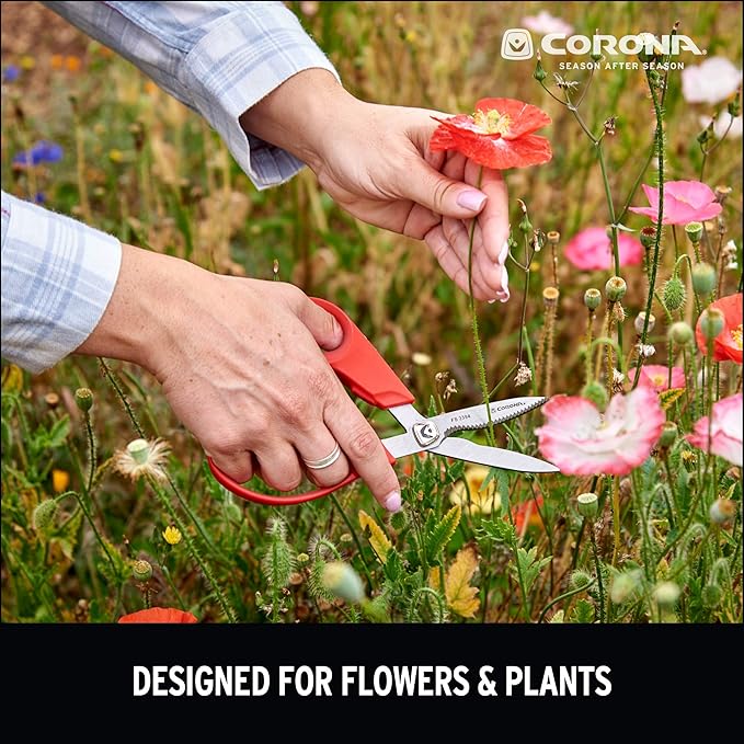 Corona Tools | ComfortGEL Floral Scissors | Stainless Steel Garden Shears for Flowers & Stems | FS 3394,Red