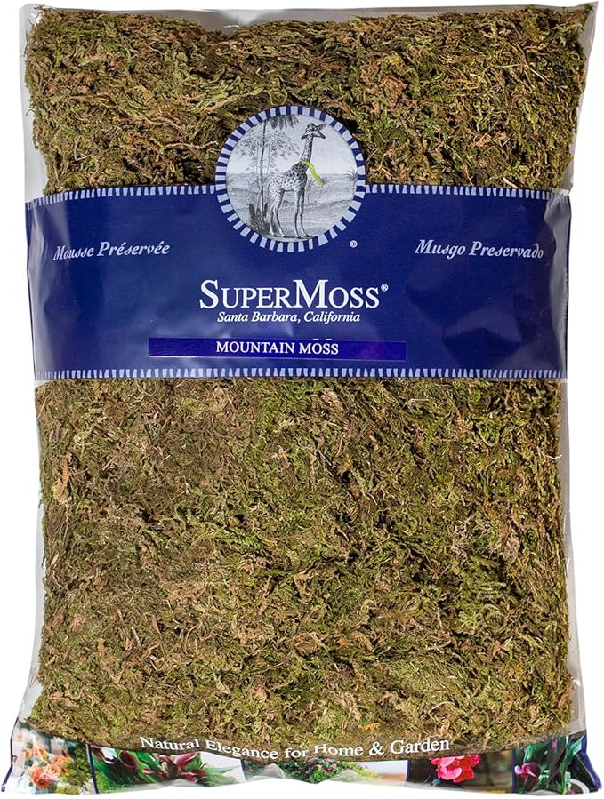 SuperMoss (23913) Mountain Moss – Natural Green Sphagnum Moss for Soil Top Dressing, Potting Mix, Garden Decor, and Craft Projects, 480 cu in, Dried