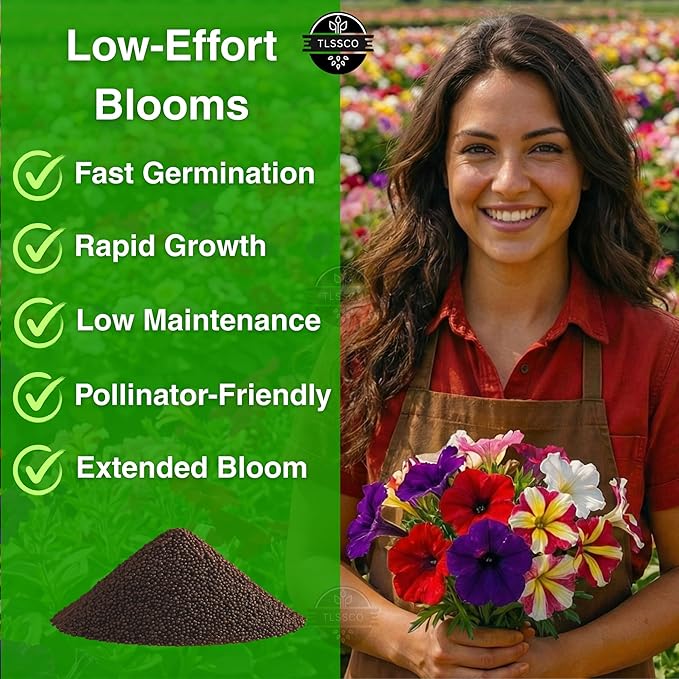 5500+ USA Premium Petunia Seeds - Non-GMO Flower Seeds Mixed Rainbow Color, Bonsai, Grandiflora Flowers, Pollinator Garden, Open Pollinated, Indoor and Outdoor