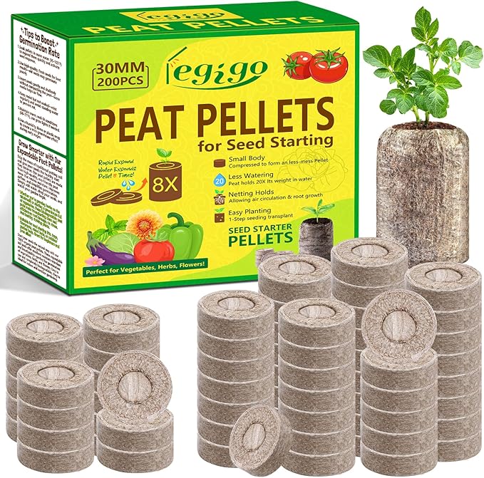 Legigo 200 Pcs 30mm Seed Starter Peat Pellets Pods for Seedlings- Compressed Seed Starting Pellets Seed Starter Pods Plugs Soil Peat Pods for Starting Seeds, Garden Planting Herb Flower Vegetables