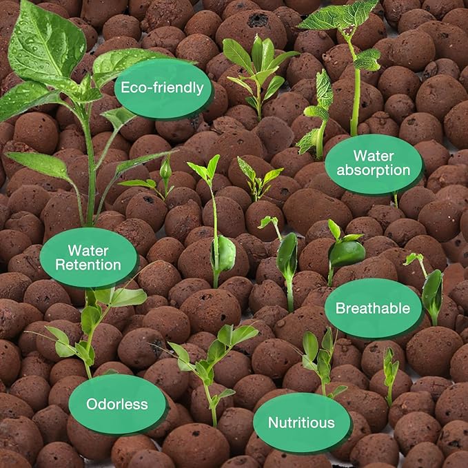 Jabrand 2LB LECA Clay Pebbles for Plants, Organic Expanded Clay Pebbles 4mm-16mm Hydroponics Supplies Aquaponics Orchid for Indoor Outdoor Garden Plants