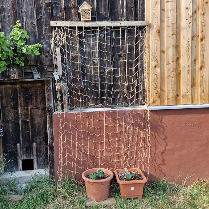 Jute Trellis Netting - Jute Netting for Garden, Heavy Duty Plant Support Netting for Climbing Plants, Cucumber, Vine, Fruits & Vegetables, Climbing Vining Plants (6.6 Ft x 16.4 Ft, 3.9 Inch Squares)