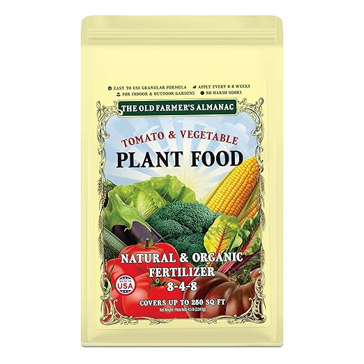 The Old Farmer's Almanac Organic Tomato & Vegetable Plant Food Fertilizer (4.5 Lbs - Covers 500 Square Feet), OFA-TV848