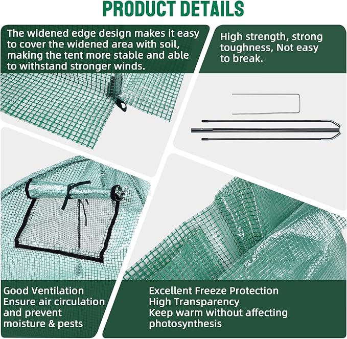 2 Packs Plant Cover Freeze Protection Blanket, 24''x24''x21'' Outdoor Garden Fabric Cover with Poles and Stakes for Winter Frost, Frost Covers for Small Trees, Shrubs, Green