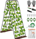 Cucumber Trellis 43.3’’x15.7’’ with Twist Tie and Clips, A-Frame Garden Trellis for Climbing Plants Heavy Duty Metal Plant Support for Cucumber, Grape, Tomato, Pea, Bean, Flower, Raised Bed